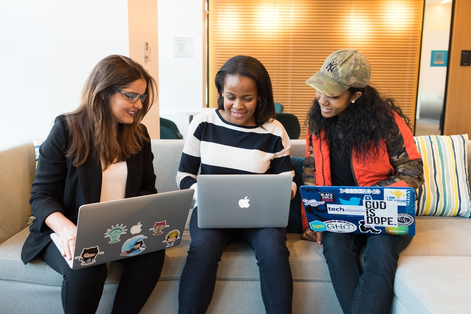 Three young people studying