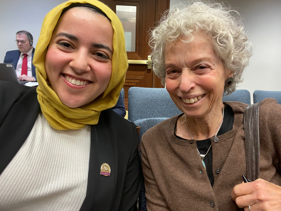 LWV members Khadija Ali Amghaiab and Debby Gould at a legislative session in Tennessee